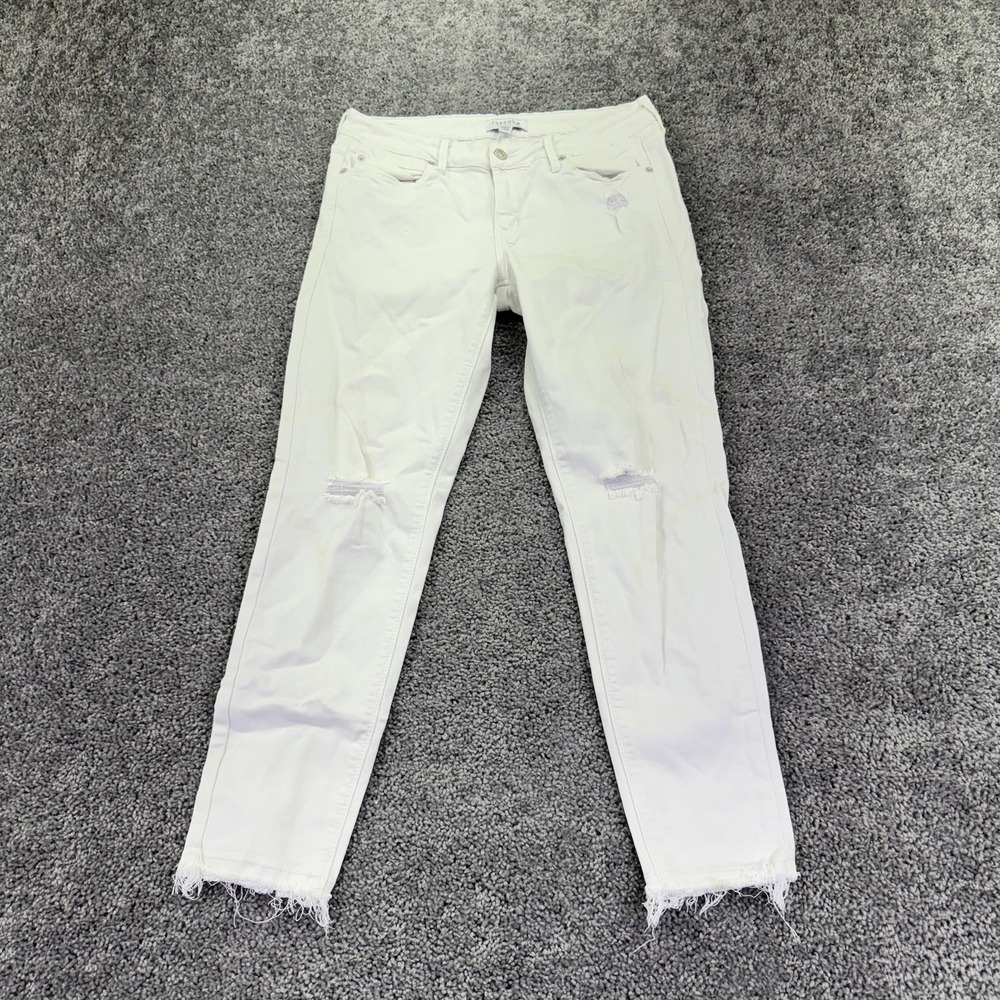 Just USA Jeans Womens 29 White Mid Rise Skinny Distressed Fray Hem Stretch Denim